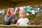 Mother and daughter drawing colors in a park