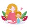 Mother with daughter flowers and leaves vector design