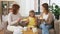 Mother, daughter and grandmother eating cake