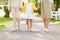 Mother, daughter and grandmother walking at park