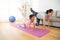 Mother and daughter in the gym center