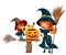 Mother and daughter in Halloween costumes poster