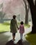 A mother and daughter hold hands walking through a park as the mother offers words of comfort and support Psychology