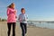 Mother and daughter jogging