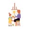 Mother and daughter keen on painting together flat vector illustration isolated.