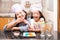 Mother and daughter making jelly ball