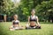 Mother and daughter practicing in park