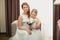 Mother and daughter in the same wedding dresses