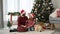 Mother and daughter in santa hats