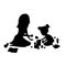 Mother and daughter sitting on the floor playing games vector illustration silhouette