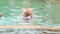 Mother and daughter swim in the pool