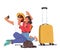 Mother And Daughter Taking Selfie Near Luggage Bags Capturing Their Travel Memories In A Fun And Exciting Way