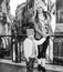 Mother and daughter tourists in Venice having walking tour