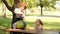 Mother and daughter with watermelon