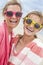 Mother Daughter Woman Girl Sunglasses on Beach