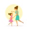 Mother and daughter , woman and her child dancing having fun together, mothers day