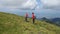 Mother with daughters hiking by the Fagaras ridge