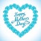 Mother Day Heart Made of blue Roses. bouquet of blue roses heart on white background. turquoise rose mother Day Heart Ma