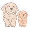 Mother dog and puppies flat color icon for apps or websites