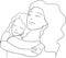 Mother and doughter embracing vector illustration