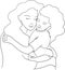 Mother and doughter embracing vector illustration