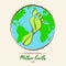 Mother Earth Day card of carbon footprint concept