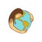 Mother Earth Hugging World Globe Retro