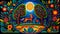 Mother Earth\\\'s Celebration: A Folk Art Depiction of Nature\\\'s Beauty, Made with Generative AI