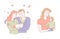 Mother father and baby family love and care isolated character