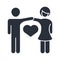 Mother and father holding hands love romantic family day, icon in silhouette style