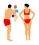 Mother Father and little son playing on the beach,  illustration. Dad teaches his son to swim. Family summer time by sea.