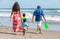 Mother Father Parents Boy Children Family Beach Fun