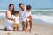 Mother Father Parents Boy Children Family Beach Fun