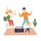 Mother, Father and Son Dancing Together, Parents and Their Son in Everyday Life at Home Vector Illustration