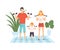 Mother, Father and Son Exercising with Dumbbells in Living Room, Family in Everyday Life at Home Vector Illustration