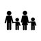 Mother father and sons avatars silhouette style icon vector design