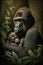 Mother Gorilla with Her Baby in the Jungle - Ai Generative