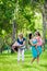 Mother, grandmother and daughters having laugh