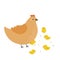 Mother hen with chickens. Farm bird. Vector illustration