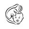 Mother with her baby. Stylized outline symbol. Motherhood, love