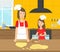 Mother and Her Daughter Cooking Food in the Kitchen Together, Family in Everyday Life at Home Vector Illustration