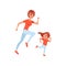 Mother and her little daughter on morning jogging. Physical activity and healthy lifestyle concept. Mom and child in