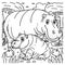 Mother Hippo and Baby Hippo Coloring Page for Kids