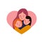 Mother hugging childs. Vector flat color icon illustration for concepts like Mother\\\'s day. Mother holding daugthers