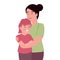 mother hugging daughter character