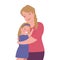 mother hugging daughter illustration