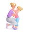 Mother hugging her young daughter. Isolated vector family illustration.