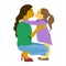 mother hugs her daughter with great love and tenderness. Mother\\\'s Day, the concept of the holiday