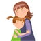 Mother hugs her little daughter. Vector illustration in flat style.