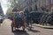 Mother and kids riding bicycle in Amsterdam